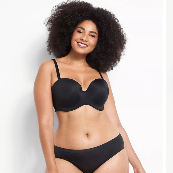 Cacique black adjustable strap / strapless / multi way lightly padded bra 40DDD - Picture 3 of 11